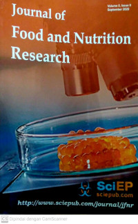 Image of Journal of Food and Nutrition Research Volume 8 Issue 9 September 2020