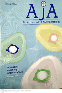 Image of AJA : Asian Journal of Anesthesiology Volume 57, Issue 1 January-March 2019