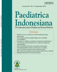Image of Jurnal Paediatrica Indonesiana (The Indonesian Journal of Pediatrics and Perinatal Medicine) Volume 60 No. 5 September 2020