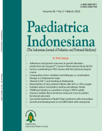 Image of Jurnal Paediatrica Indonesiana (The Indonesian Journal of Pediatrics and Perinatal Medicine) Volume 62 No. 2 March 2022
