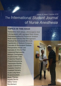 Image of The International Student Journal of Nurse Anesthesia Volume 15 Issue 2 Summer 2016